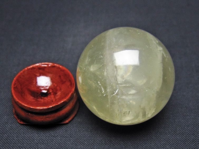 シトリン 丸玉 34mm シトリンクォーツ スフィア 置物 一点物 141-7869