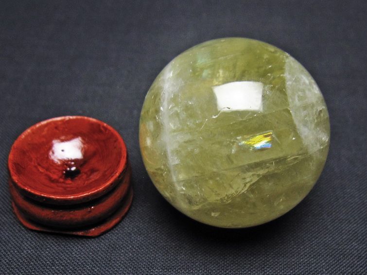 シトリン 丸玉 36mm シトリンクォーツ スフィア 置物 一点物 141-7894