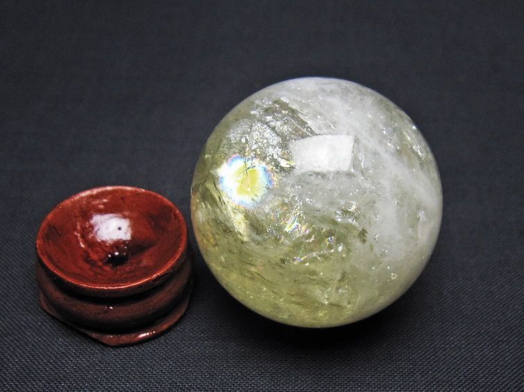シトリン 丸玉 37mm シトリンクォーツ スフィア 置物 一点物 141-7898