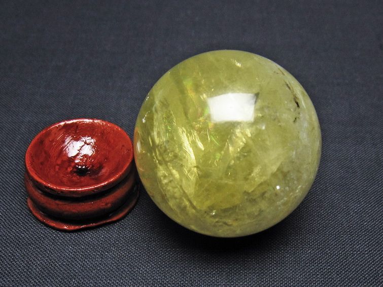 シトリン 丸玉 37mm シトリンクォーツ スフィア 置物 一点物 141-7899