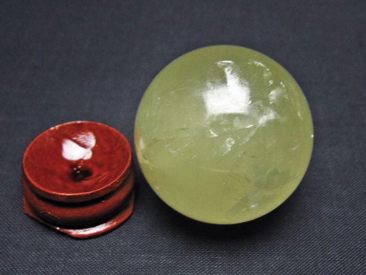 シトリン 丸玉 36mm シトリンクォーツ スフィア 置物 一点物 141-7918