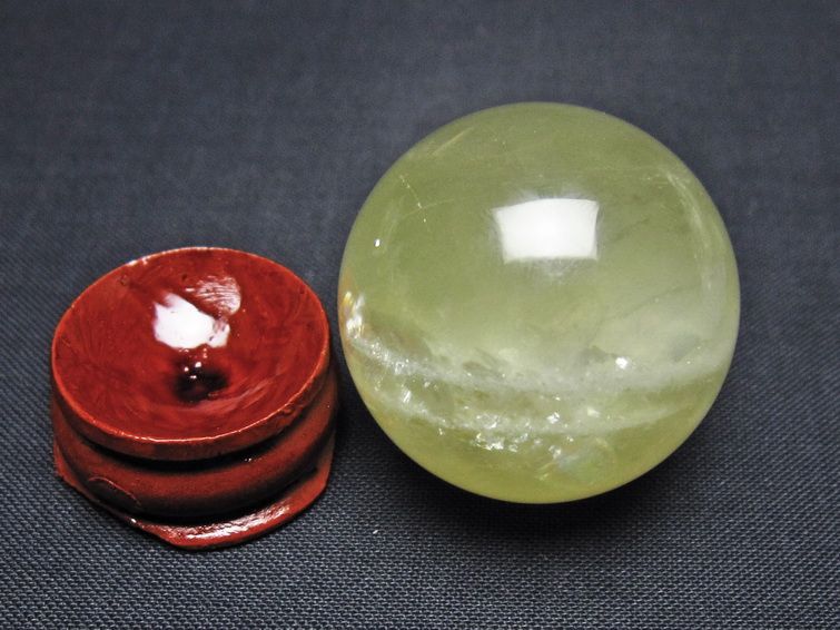 シトリン 丸玉 32mm シトリンクォーツ スフィア 置物 一点物 141-7933