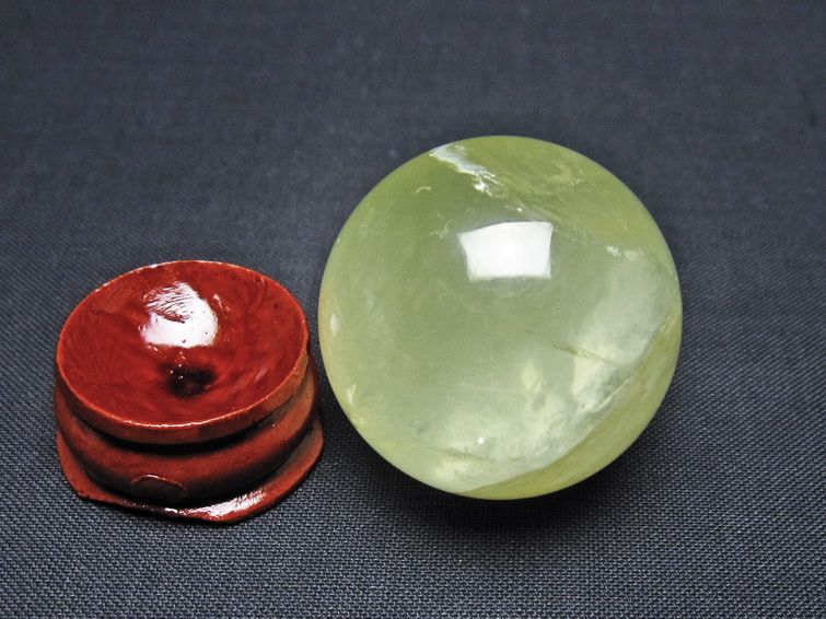 シトリン 丸玉 32mm シトリンクォーツ スフィア 置物 一点物 141-7934
