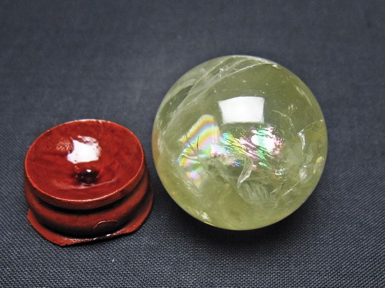 シトリン 丸玉 32mm シトリンクォーツ スフィア 置物 一点物 141-7936