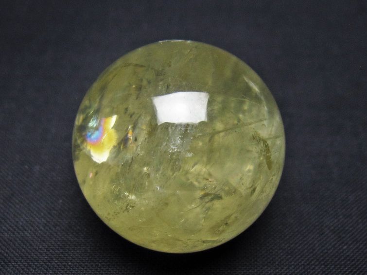 シトリン 丸玉 虹入り 31mm シトリンクォーツ スフィア 置物 一点物 141-7944