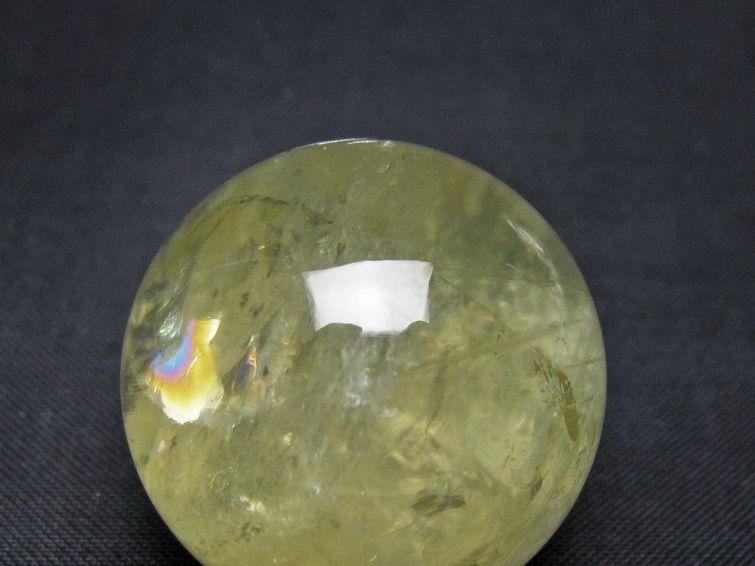 シトリン 丸玉 虹入り 31mm シトリンクォーツ スフィア 置物 一点物 141-7944