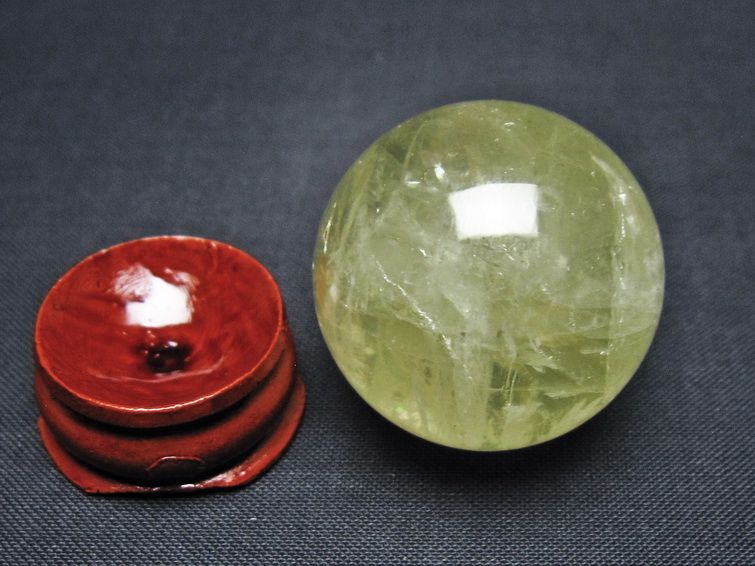 シトリン 丸玉 31mm シトリンクォーツ スフィア 置物 一点物 141-7947