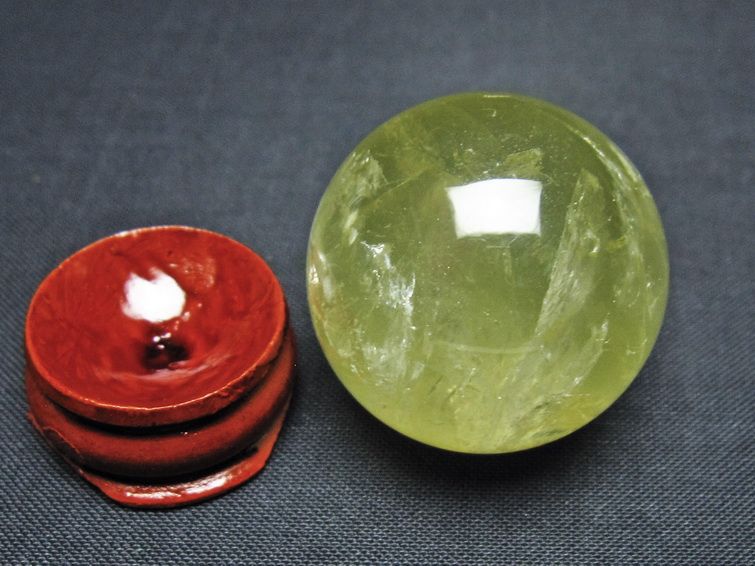 シトリン 丸玉 31mm シトリンクォーツ スフィア 置物 一点物 141-7952