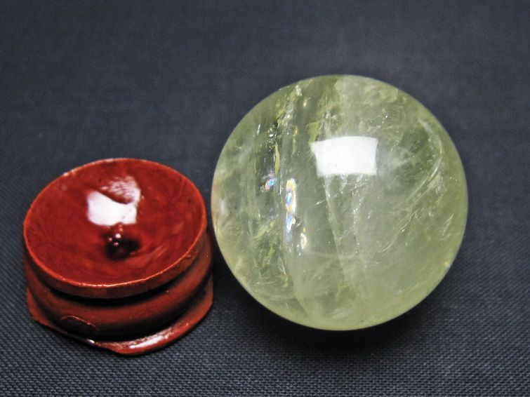 シトリン 丸玉 31mm シトリンクォーツ スフィア 置物 一点物 141-7953