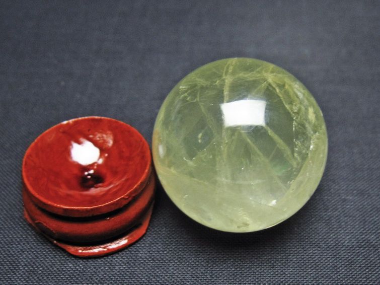 シトリン 丸玉 30mm シトリンクォーツ スフィア 置物 一点物 141-7954