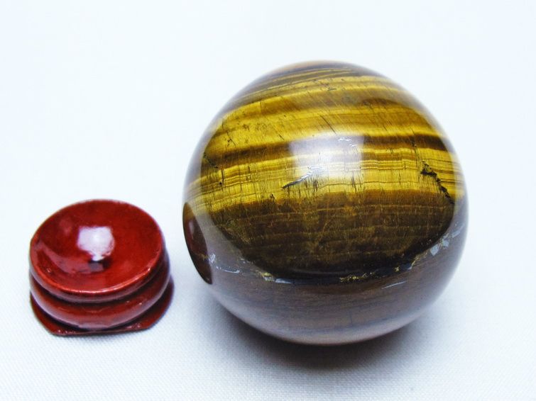 アイアンタイガーアイ 丸玉 46mm タイガーアイ スフィア 置物 一点物 141-7957
