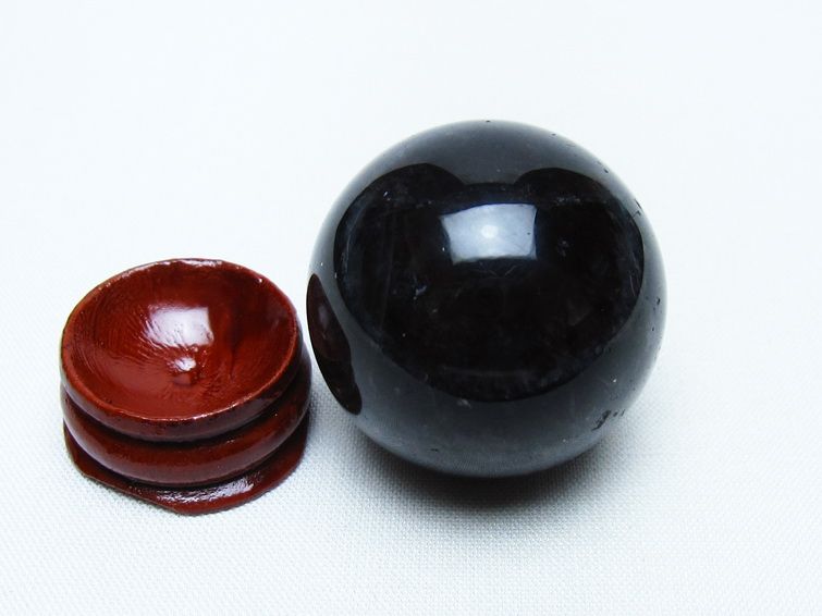 モリオン 丸玉 34mm 黒水晶 スフィア 置物 一点物 141-7968