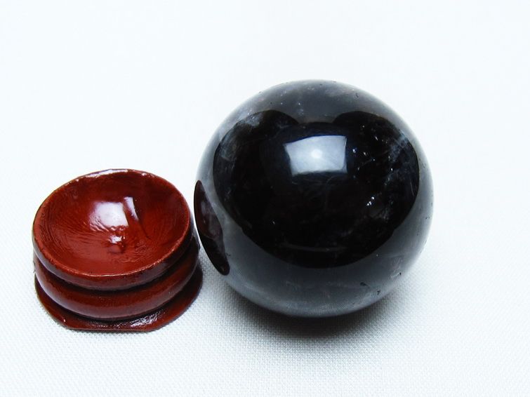 モリオン 丸玉 34mm 黒水晶 スフィア 置物 一点物 141-7969