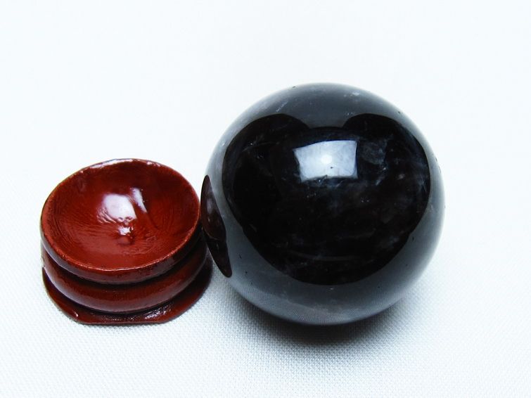 モリオン 丸玉 34mm 黒水晶 スフィア 置物 一点物 141-7976