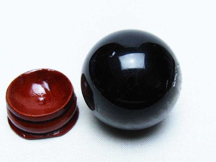 モリオン 丸玉 34mm 黒水晶 スフィア 置物 一点物 141-7978