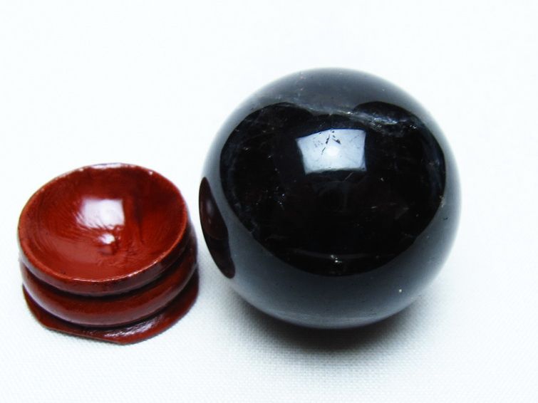 モリオン 丸玉 34mm 黒水晶 スフィア 置物 一点物 141-7980