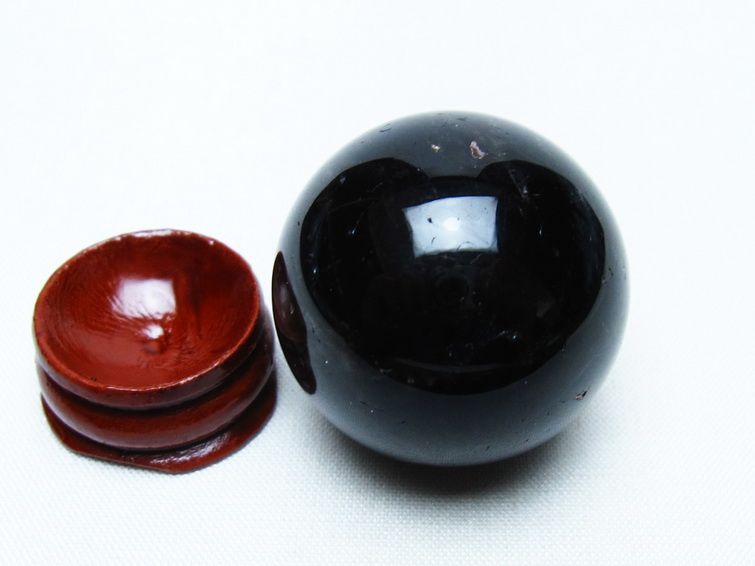 モリオン 丸玉 34mm 黒水晶 スフィア 置物 一点物 141-7981