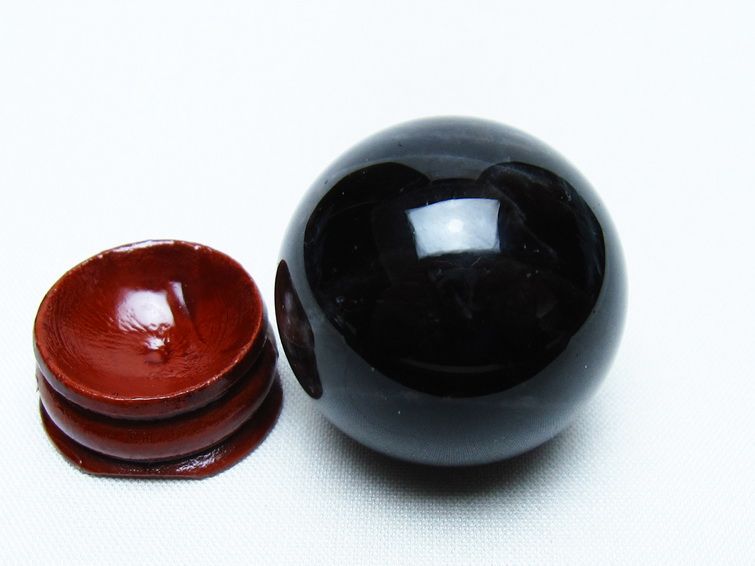 モリオン 丸玉 34mm 黒水晶 スフィア 置物 一点物 141-7982