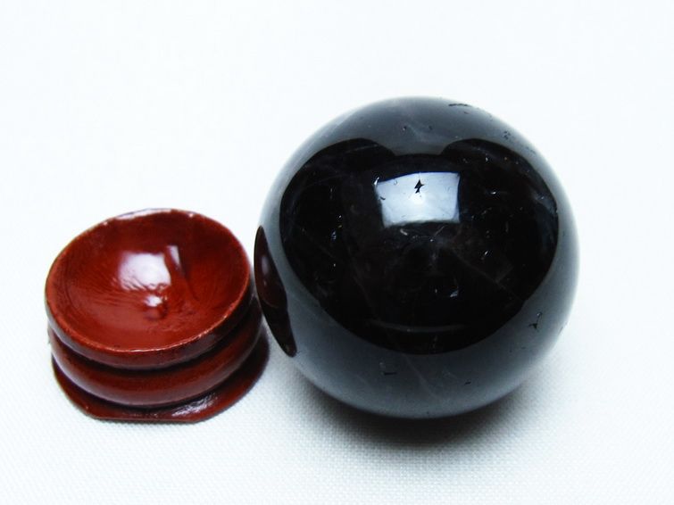 モリオン 丸玉 34mm 黒水晶 スフィア 置物 一点物 141-7983