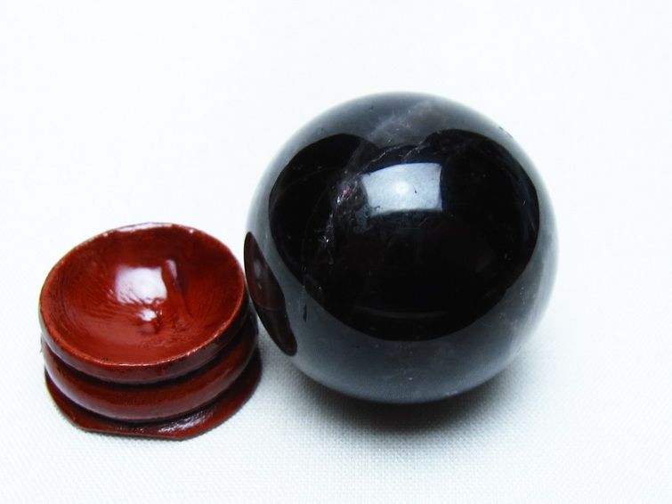 モリオン 丸玉 34mm 黒水晶 スフィア 置物 一点物 141-7988