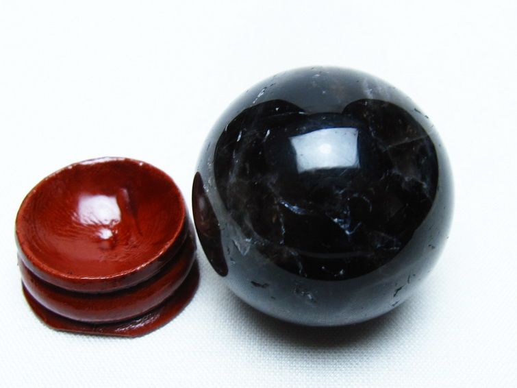 モリオン 丸玉 34mm 黒水晶 スフィア 置物 一点物 141-7990