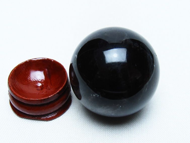 モリオン 丸玉 34mm 黒水晶 スフィア 置物 一点物 141-7991