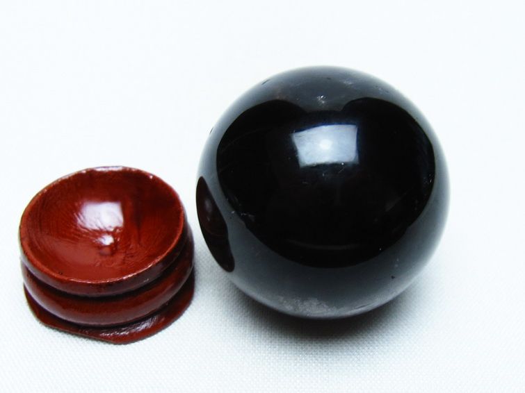 モリオン 丸玉 34mm 黒水晶 スフィア 置物 一点物 141-7996