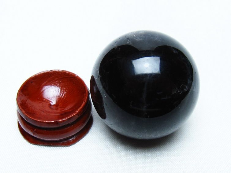 モリオン 丸玉 34mm 黒水晶 スフィア 置物 一点物 141-7999