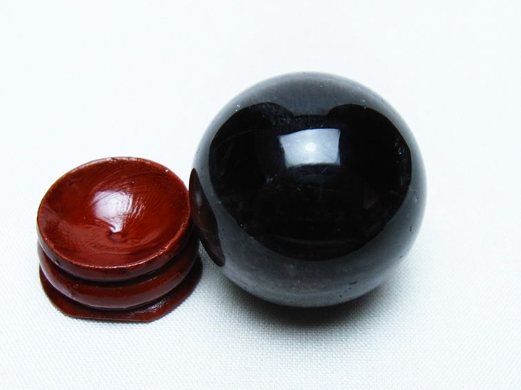 モリオン 丸玉 34mm 黒水晶 スフィア 置物 一点物 141-8000