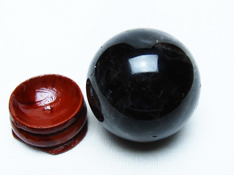 モリオン 丸玉 34mm 黒水晶 スフィア 置物 一点物 141-8007