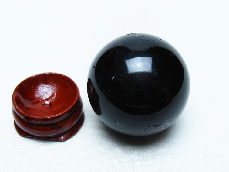 モリオン 丸玉 34mm 黒水晶 スフィア 置物 一点物 141-8008