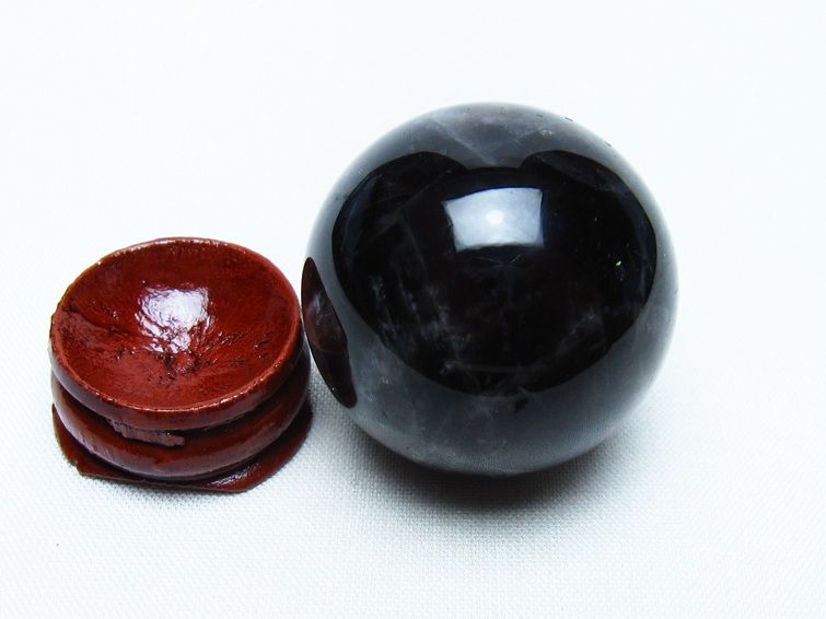 モリオン 丸玉 34mm 黒水晶 スフィア 置物 一点物 141-8011