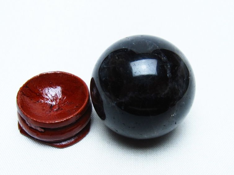 モリオン 丸玉 33mm 黒水晶 スフィア 置物 一点物 141-8017