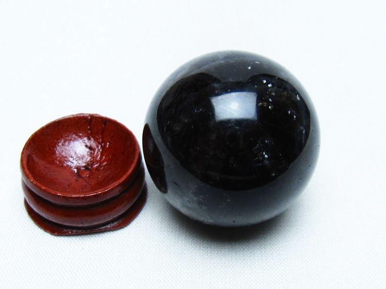 モリオン 丸玉 34mm 黒水晶 スフィア 置物 一点物 141-8020