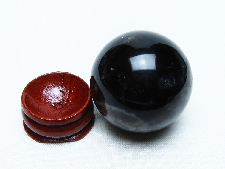 モリオン 丸玉 34mm 黒水晶 スフィア 置物 一点物 141-8021