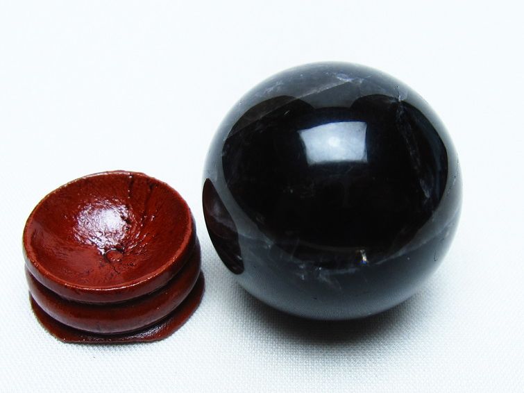 モリオン 丸玉 35mm 黒水晶 スフィア 置物 一点物 141-8022