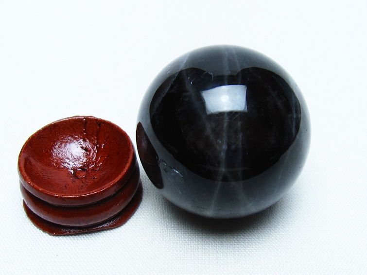 モリオン 丸玉 35mm 黒水晶 スフィア 置物 一点物 141-8023