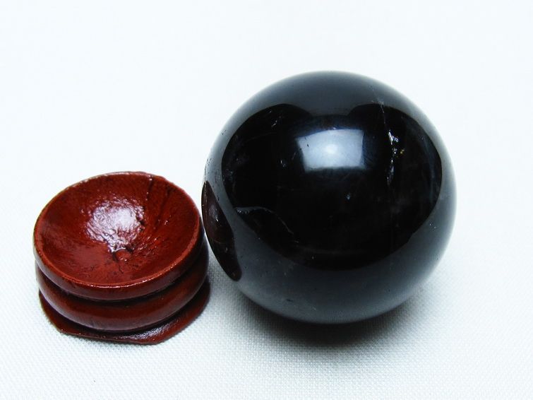 モリオン 丸玉 35mm 黒水晶 スフィア 置物 一点物 141-8024