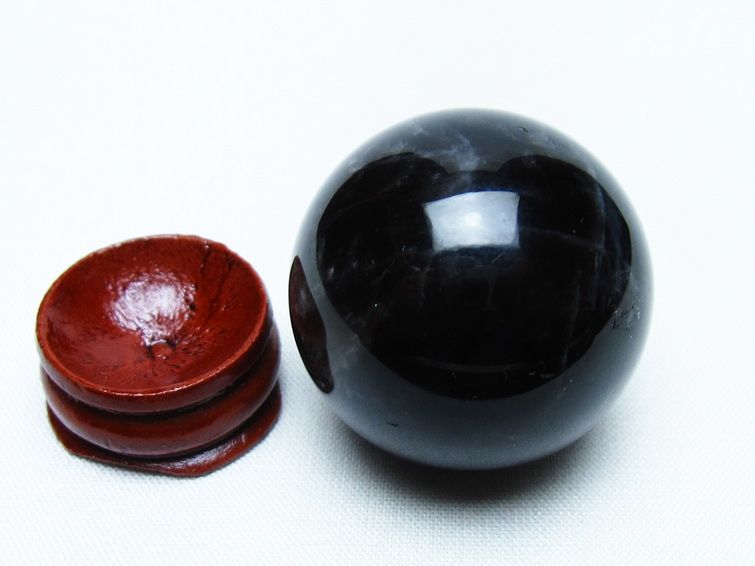 モリオン 丸玉 35mm 黒水晶 スフィア 置物 一点物 141-8028