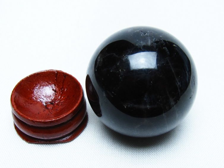 モリオン 丸玉 35mm 黒水晶 スフィア 置物 一点物 141-8029