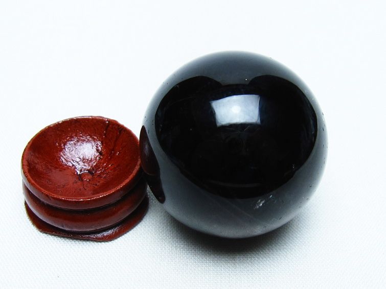 モリオン 丸玉 35mm 黒水晶 スフィア 置物 一点物 141-8034