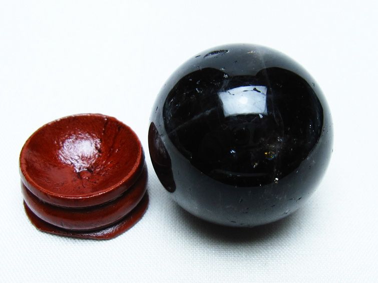 モリオン 丸玉 35mm 黒水晶 スフィア 置物 一点物 141-8036