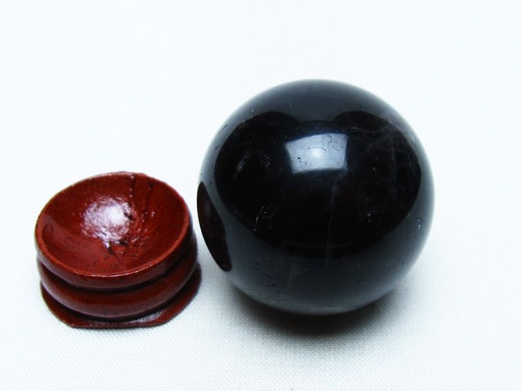 モリオン 丸玉 35mm 黒水晶 スフィア 置物 一点物 141-8042