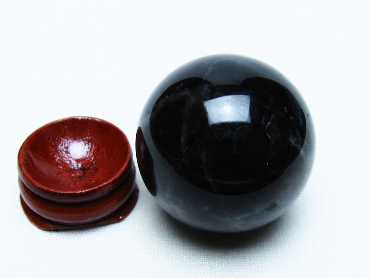 モリオン 丸玉 35mm 黒水晶 スフィア 置物 一点物 141-8043
