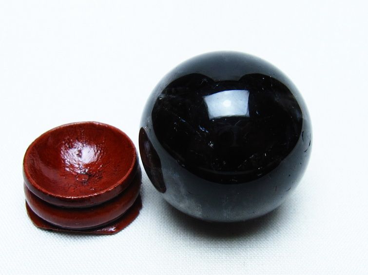 モリオン 丸玉 35mm 黒水晶 スフィア 置物 一点物 141-8044
