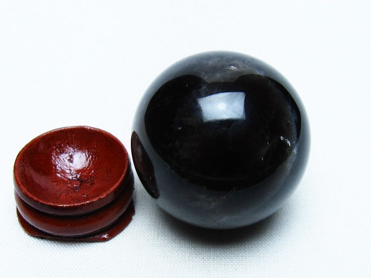 モリオン 丸玉 36mm 黒水晶 スフィア 置物 一点物 141-8050