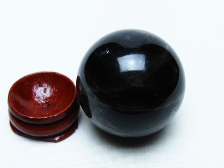 モリオン 丸玉 36mm 黒水晶 スフィア 置物 一点物 141-8051