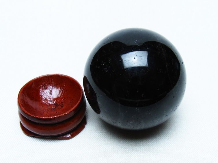 モリオン 丸玉 36mm 黒水晶 スフィア 置物 一点物 141-8052