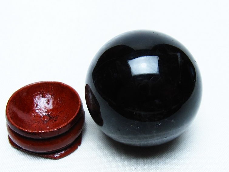 モリオン 丸玉 36mm 黒水晶 スフィア 置物 一点物 141-8054