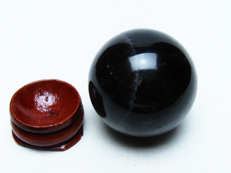 モリオン 丸玉 36mm 黒水晶 スフィア 置物 一点物 141-8057